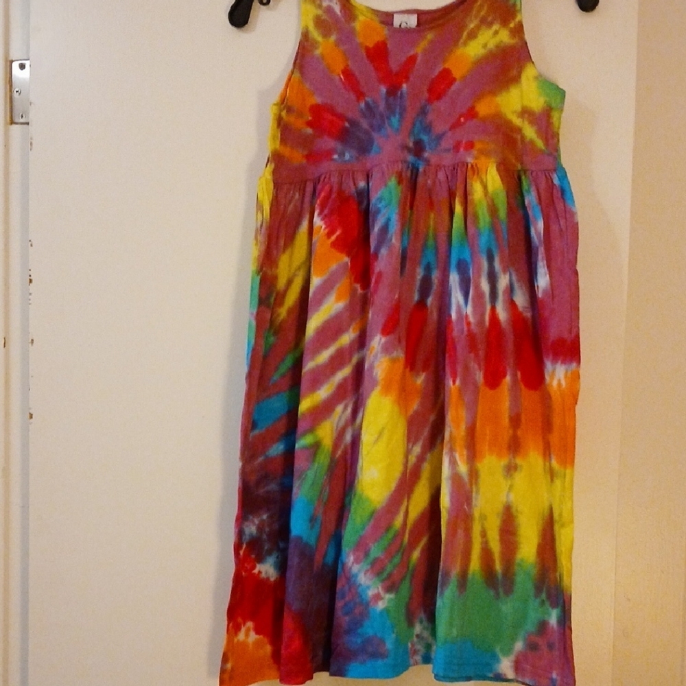 Colorful Tie-Dye Kids Casual Dress